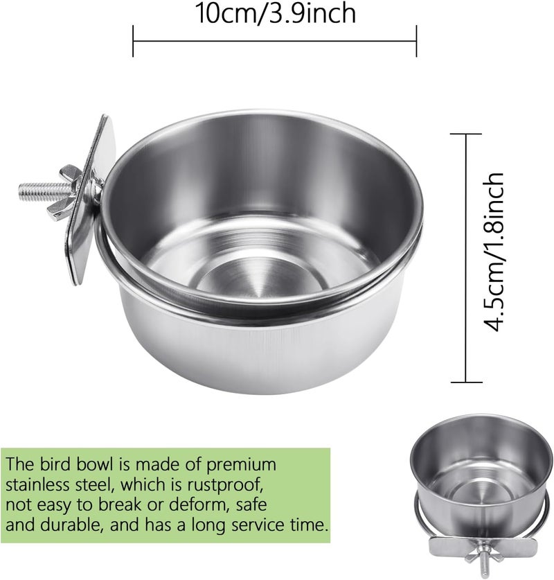 BCHARYA 2 Pcs Bird Food Bowl with Clamp, Durable Brid Bowls for Cage, Water Bowl for Bird Parrot Cockatiel Conure Budgies Parakeet Small Animal - Image 2